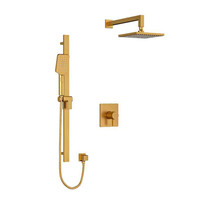 Riobel Paradox Type T/P 1/2" Coaxial 2-Way System with Hand Shower and Square Shower Head Brushed Gold