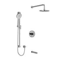 Riobel Riu Type T/P 1/2" Coaxial 3-Way System with Hand Shower Rail, Shower Head and Spout Chrome