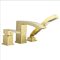 Royal Three Hole Deck Mounted Bathtub Faucet Brushed Gold