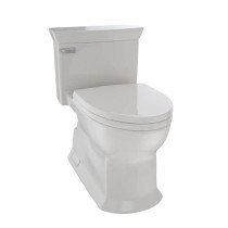 TOTO Eco Soiree One Piece Elongated 1.28 GPF ADA Toilet with Double Cyclone Flush System and CeFiONtect - Soft Close Seat Included Sedona Beige