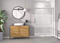 Zitta Bellini 60" Roll Top Sliding shower Door 1 Fixed Panel 1 Sliding Panel