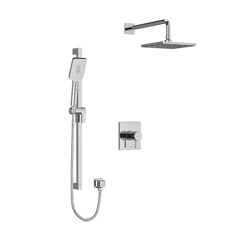 Riobel Premium Type T/P 1/2" Coaxial Thermostatic System with Hand Shower Rail and Shower Head Chrome