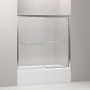 Fluence® sliding bath door, 58-5/16" H x 56-5/8 - 59-5/8" W, with 1/4" thick Falling Lines glass - K-702200-G54