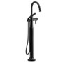 Riobel Momenti 2-Way Type T (Thermostatic) Coaxial Floor-Mount Tub Filler with Hand Shower Matte Black