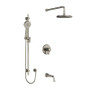 Riobel Momenti Type T/P (Thermostatic/Pressure Balance) 1/2" Coaxial 3-Way System with Hand Shower Rail, Shower Head and Spout Brushed Nickel