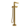 Riobel Parabola 2-Way Type T (Thermostatic) Coaxial Floor-Mount Tub Filler with Hand Shower Brushed Gold