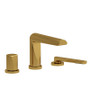 Riobel Parabola 3-Piece Deck-Mount Tub Filler with Hand Shower Brushed Gold