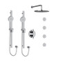 Riobel Paradox Type T/P 3/4" Double Coaxial System with 2 Hand Shower Rails, 4 Body Jets and Shower Head Chrome