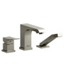 Riobel Zendo 3-Piece Deck-Mount Tub Filler with Hand Shower Brushed Nickel