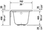 Duravit Architec Alcove Bathtub with panel height Left Hand 60" x 30" x  19 1/4"H