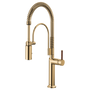 BRIZO™ ODIN® Semi-Professional Kitchen Faucet - Less Handle - Brilliance® Polished Gold-  w\ Pull-Down Faucet Wood Lever Handle Kit