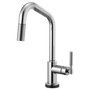 BRIZO LITZE® SmartTouch® Pull-Down Kitchen Faucet with Angled Spout and Knurled Handle -   Polished Chrome
