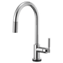 BRIZO LITZE® SmartTouch® Pull-Down Kitchen Faucet with Arc Spout and Knurled Handle - Polished Chrome