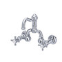 ROHL Acqui Wall Mount Bridge Bathroom Faucet - Polished Chrome With Cross Handle