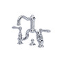 ROHL Acqui Deck Mount Bridge Bathroom Faucet - Polished Chrome With Metal Lever Handle