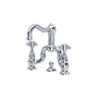 ROHL Acqui Deck Mount Bridge Bathroom Faucet - Polished Chrome With Cross Handle