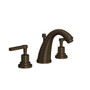 ROHL Lombardia C-Spout Widespread Bathroom Faucet - Tuscan Brass With Metal Lever Handle