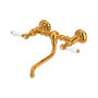 ROHL Acqui Wall Mount Bridge Bathroom Faucet - Italian Brass With White Porcelain Lever Handle