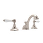 ROHL Viaggio C-Spout Widespread Bathroom Faucet - Satin Nickel With White Porcelain Lever Handle