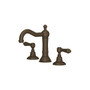 ROHL Acqui Column Spout Widespread Bathroom Faucet - Tuscan Brass With Metal Lever Handle