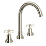 ROHL Lombardia C-Spout Widespread Bathroom Faucet - Polished Nickel With Cross Handle - A2208XMPN-2