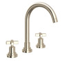ROHL Lombardia C-Spout Widespread Bathroom Faucet - Satin Nickel With Cross Handle  - A2208XMSTN-2