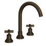 ROHL Lombardia C-Spout Widespread Bathroom Faucet - Tuscan Brass With Cross Handle - A2208XMTCB-2