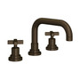 ROHL Lombardia U-Spout Widespread Bathroom Faucet - Tuscan Brass With Cross Handle
