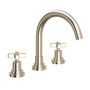 ROHL Lombardia C-Spout Widespread Bathroom Faucet - Satin Nickel With Cross Handle - A2228XMSTN-2