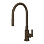 ROHL Lombardia Pulldown Kitchen Faucet - Tuscan Brass With Metal Lever Handle