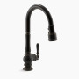 KOHLER Artifacts® Pull-down kitchen sink faucet with three-function sprayhead