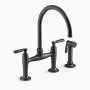 KOHLER Edalyn™ by Studio McGee Two-hole bridge kitchen sink faucet with side sprayer