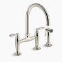 KOHLER Edalyn™ by Studio McGee Two-hole bridge kitchen sink faucet with side sprayer