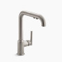 KOHLER Purist® Pull-out kitchen sink faucet with three-function sprayhead