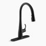 KOHLER  Simplice® Pull-down kitchen sink faucet with three-function sprayhead - Matte Black