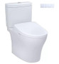 WASHLET+ Aquia IV Two-Piece Elongated Dual Flush 1.28 and 0.9 GPF Toilet with Auto Flush S7 Contemporary Bidet Seat, Cotton White