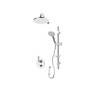 Rubi Billie 1/2" Thermostatic Shower Kit with Round Sliding Bar with Hand Shower, 8" Round Shower Head, Horizontal Shower Arm, and Round Elbow Connector with Water Outlet Chrome