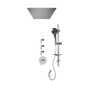 Rubi Billie 3/4" Thermostatic Shower Kit with Standard Stop Valve, Round Sliding Bar with Hand Shower, Built-in Shower Head with Two-Zone Control, and Stop Valve with Water Outlet Chrome