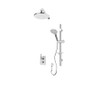 Rubi Evita 1/2" Thermostatic Shower Kit with Round Sliding Bar with Hand Shower, 8" Round Shower Head, Horizontal Shower Arm, and Round Elbow Connector with Water Outlet Chrome