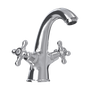 Rubi Jade Washbasin Faucet with Cross Handles with Drain Chrome