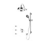 Rubi Jade 1/2" Thermostatic Shower Kit with Antique Sliding Bar with Hand Shower, Round Shower Head, Horizontal Shower Arm, Stop Valve with Water Outlet, and Body Jets Chrome