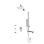 Rubi Jawa 1/2" Thermostatic Shower Kit with Square Sliding Bar with Hand Shower, Square Shower Head, Horizontal Shower Arm, Stop Valve with Water Outlet, and Body Jets Chrome
