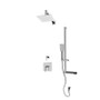 Rubi Jawa 3/4" Thermostatic Shower Kit with Standard Stop Valve, Square Sliding Bar with Hand Shower, Square Shower Head, Vertical Shower Arm, and Stop Valve with Water Outlet Chrome