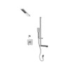 Rubi Jawa 3/4" Thermostatic Shower Kit with Standard Stop Valve, Square Sliding Bar with Hand Shower, Wall Mounted Solid Brass Shower Head, and Stop Valve with Water Outlet Chrome