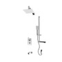 Rubi Kali 1/2" Thermostatic Shower Kit with Square Sliding Bar with Hand Shower, Square Shower Head, Vertical Shower Arm, and Wall Mounted Bathtub Spout Brushed Nickel