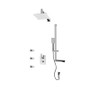 Rubi Kali 1/2" Thermostatic Shower Kit with Square Sliding Bar with Hand Shower, Square Shower Head, Horizontal Shower Arm, Stop Valve with Water Outlet, and Body Jets Chrome