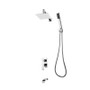 Rubi Kali Pressure Balanced Shower Kit with Solid Brass Square Shower Head, Horizontal Shower Arm, Solid Brass Hand Shower, Square Elbow Connector with Water Outlet, Hand Shower Bracket, Wall Mounted Bathtub Spout, and Flexible Hose Chrome