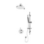 Rubi Kronos 1/2" Thermostatic Shower Kit with Round Sliding Bar with Hand Shower, Round Shower Head, Vertical Shower Arm, and Round Elbow Connector for Water Outlet Chrome