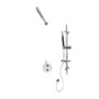Rubi Kronos 1/2" Thermostatic Shower Kit with Round Sliding Bar with Hand Shower, Wall Mounted Solid Brass Shower Head, and Round Elbow Connector with Water Outlet Chrome