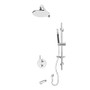Rubi Kronos 1/2" Thermostatic Shower Kit with Round Sliding Bar with Hand Shower, Round Shower Head, Vertical Shower Arm, Stop Valve with Water Outlet, and Wall Mounted Bathtub Spout Chrome